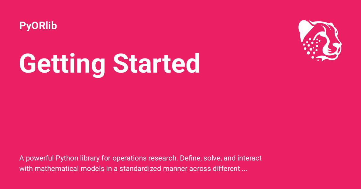 Getting Started - PyORlib